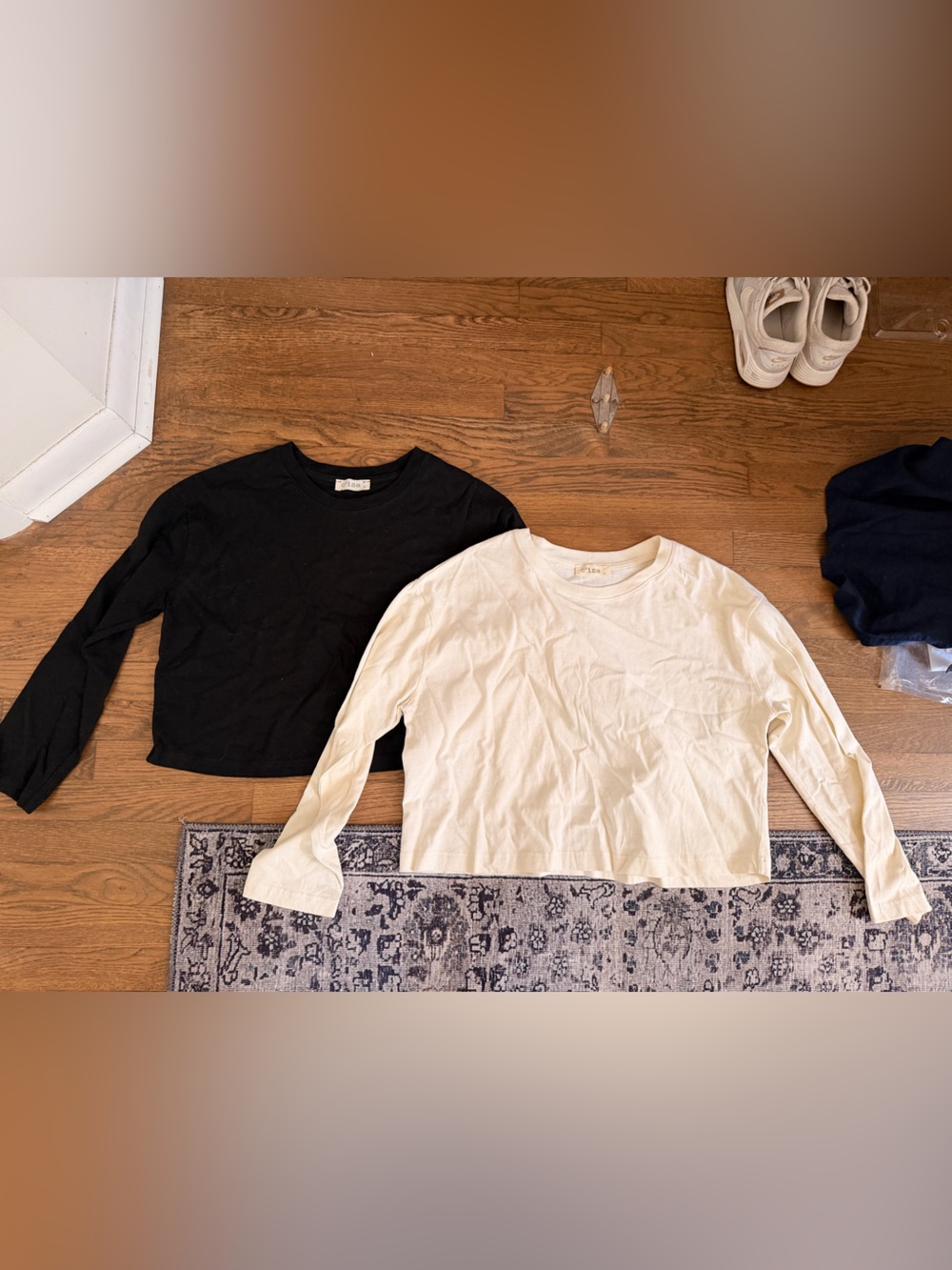 Everyday Long Sleeve Crewneck Top — Black and Cream